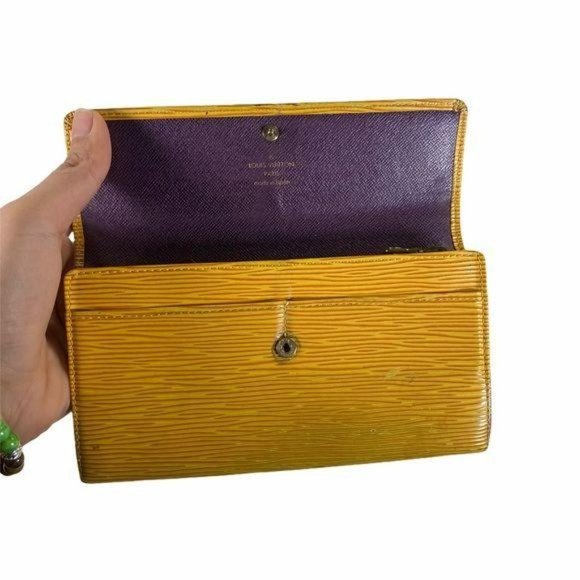 Authentic Louis Vuitton Wallet Long Portefeiulle Sarah Epi Yellow LV Vintage - Picture 5 of 12